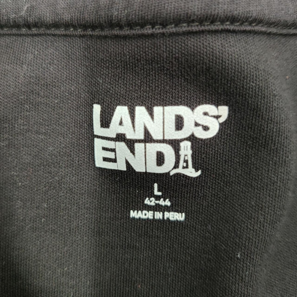 Lands End Shirt Mens Size L 42-44 Black Polo Button Placket Short Sleeve Classic - Picture 9 of 9